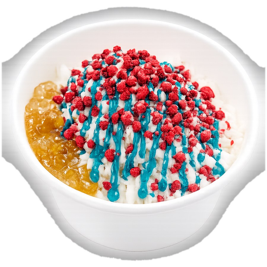 Crown Jewels — cultured greek snow with blue spirulina, honey and freeze-dried raspberries